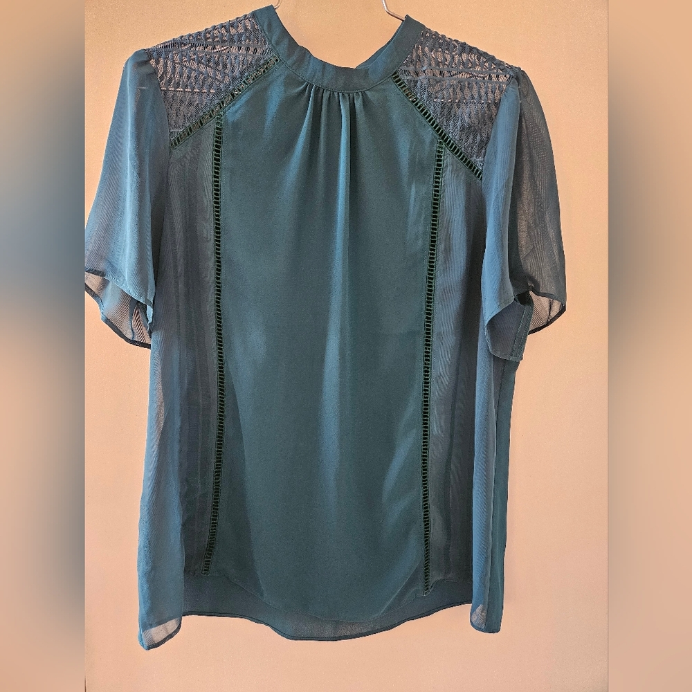 Express Teal Sheer Women's Blouse